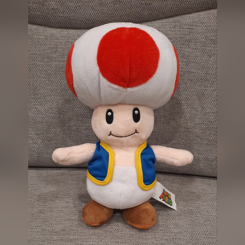 Super Mario Toad Plush Toy 8 Inch - Nintendo Official Mushroom Kingdom Soft